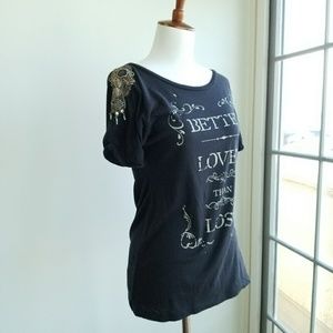 Guess Beaded Shoulder Tee